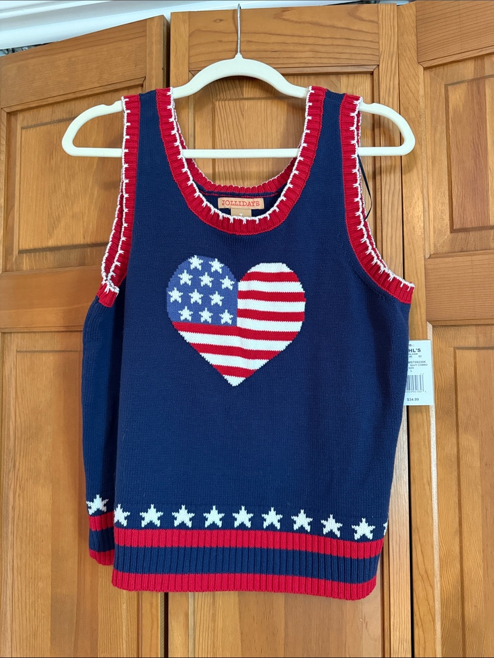 Jona Dayz Girls' Navy Americana Heart Knit Tank Top